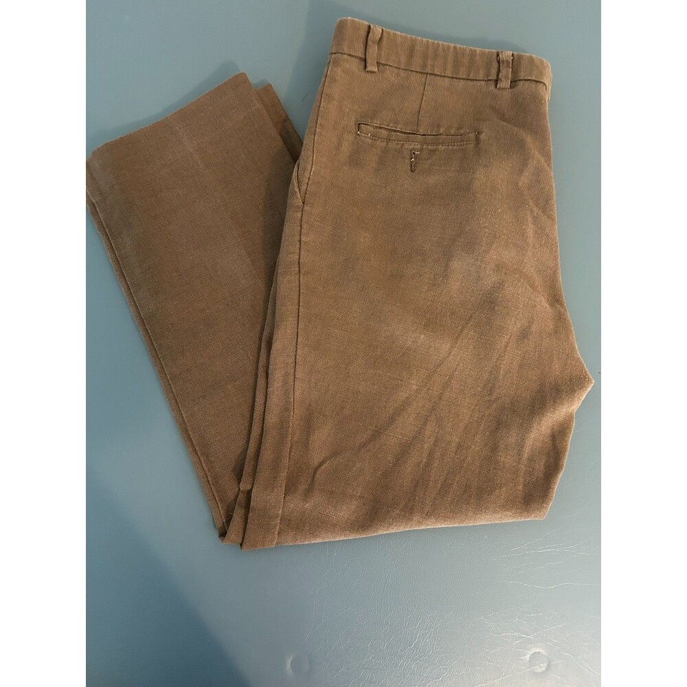 Dockers Premium Pants Men's Size 34x30 Brown Linen Blend Classic Fit Flat Front